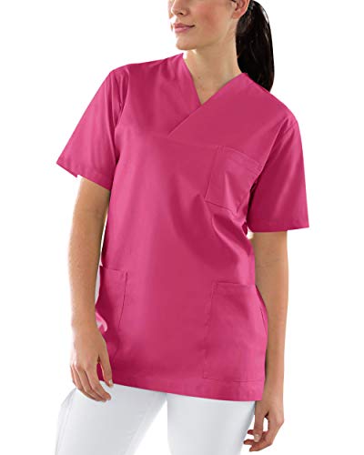 CLINIC DRESS Schlupfkasack Unisex-Schlupfkasack Brusttasche V-Ausschnitt Kasack für Damen und Herren 60° Wäsche pink M von CLINIC DRESS