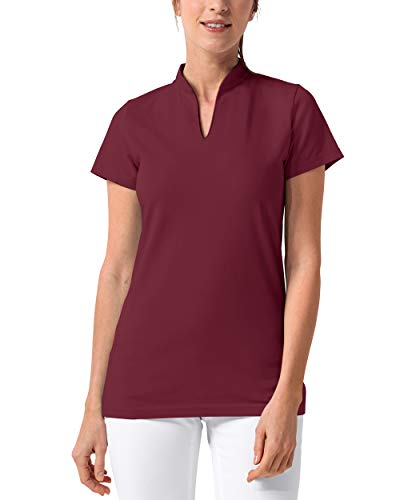 CLINIC DRESS Shirt Damen-Shirt leicht tailliert mit Stehkragen 65 cm lang, mit Stretch Bordeaux, 38/40 von CLINIC DRESS