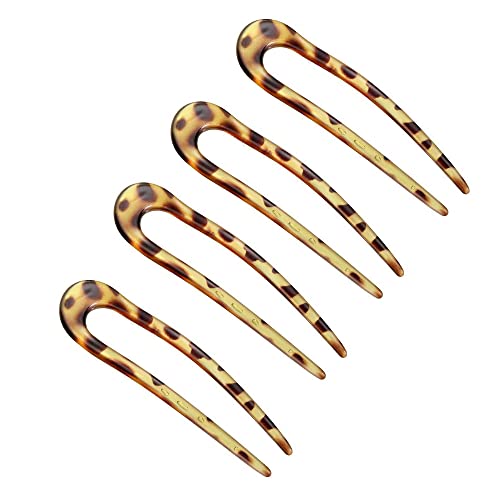 4 Pieces French U-shaped Hairpin with Two Prongs U Shape Hair Clips Chignon Pin Tortoise Shell U Sticks Pins for Women Girls Hairstyles von CLIPPER GUARDS