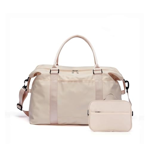 Damen-Reisetasche, Fitnessstudio-Reisetasche, geeignet for Reisen (Color : Beige, Size : 55x27x18cm) von CLIQR