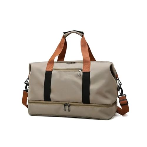 Damen-Reisetaschen, große Kapazität, Sporttaschen, wasserdichte Damen-Wochenendhandtaschen (Color : Khaki, Size : 46x28x25cm) von CLIQR