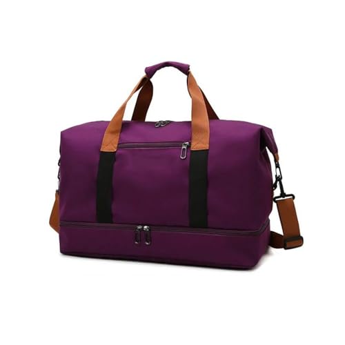 Damen-Reisetaschen, große Kapazität, Sporttaschen, wasserdichte Damen-Wochenendhandtaschen (Color : Purple, Size : 46x28x25cm) von CLIQR