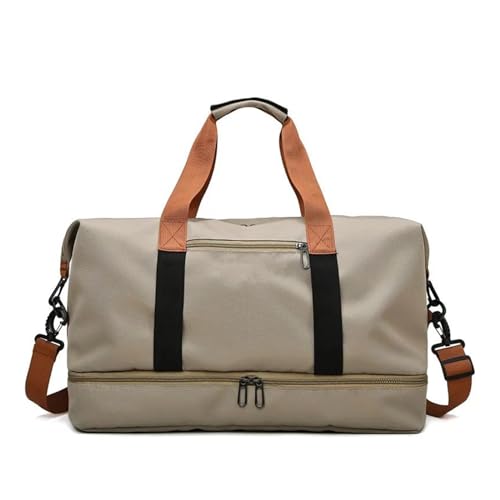 Damenmode-Reisetasche, große Kapazität, Herren-Sporttasche, Reise-Damen-Umhängetasche (Color : Khaki, Size : 46X25X28cm) von CLIQR