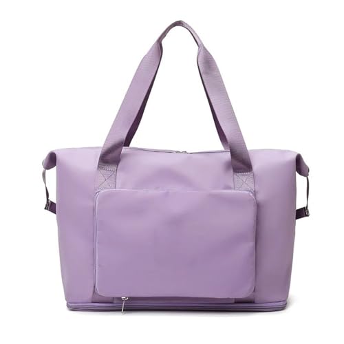 Faltbare große Kapazitätsaufbewahrung, Faltbare Taschen, Reisetaschen, handliches Gepäck, Handtaschen, Damen-Sporttaschen (Color : Light Purple, Size : 42x28x22cm) von CLIQR