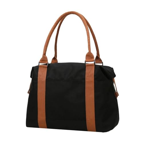 Herren-Canvas-Reisetasche, Damen-Handtasche, Gepäcktasche, Outdoor-Aufbewahrungstasche, große Kapazität, Gepäcktasche (Color : Black A Small) von CLIQR