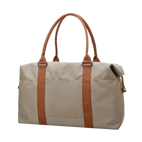 Mode große Reisetasche Damen Handtasche Canvas Umhängetasche Damen Reisetasche (Color : Khaki L) von CLIQR