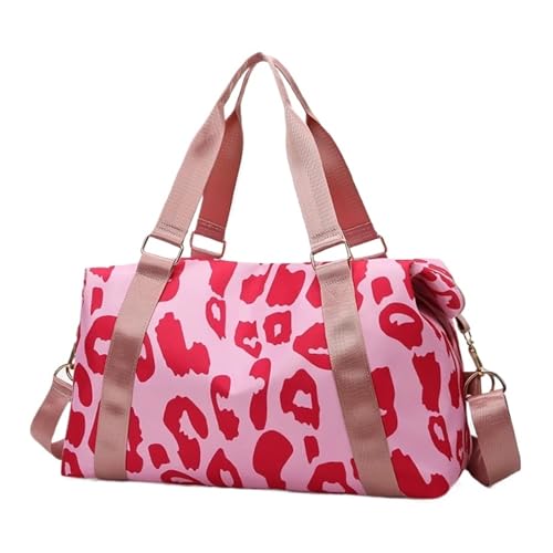 Modische Reisetasche for Damen, Nylon, große Handtasche, Fitnessstudio, Damen-Einkaufstasche (Color : Pink, Size : 46x28x17cm) von CLIQR