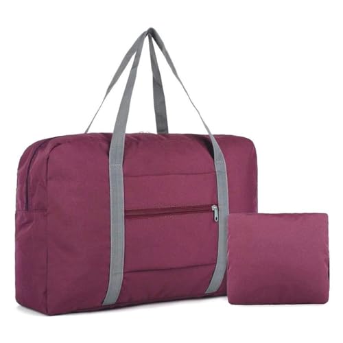 Nylon Faltbare Reisetasche Unisex große Kapazität Gepäck Damen wasserdichte Handtasche (Color : Red, Size : 48x32x16cm) von CLIQR