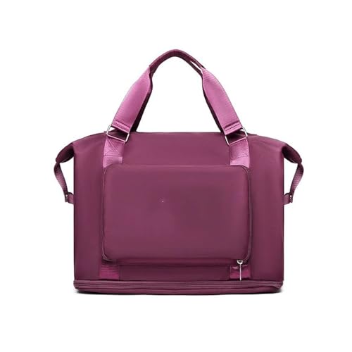 Reisetasche mit großem Fassungsvermögen, Faltbarer Damen-Reiserucksack, Sport-, Fitnessstudio- und Yoga-Einkaufstasche (Color : Purple, Size : 41X19X35cm) von CLIQR