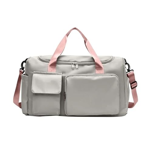 Reisetaschen, Gepäck, Handtaschen, Damen-Schultertaschen, große Kapazität, Nylon, Sport- und Sporttaschen (Color : Grey pink, Size : 50x28x21cm) von CLIQR