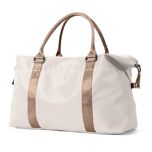 Sporttaschen for Damen, Tragetaschen, Reise-Umhängetaschen mit Trolley-Koffer, Tragetaschen for Gymnastik und Tanz (Color : Beige, Size : 55x27x18cm) von CLIQR