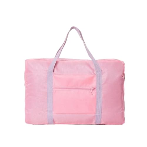 wasserdichte, Faltbare Nylon-Reisetasche, großes Fassungsvermögen, Gepäck, tragbare Damenhandtasche, Herren-Aufbewahrungstasche (Color : Pink, Size : 48x32x16cm) von CLIQR