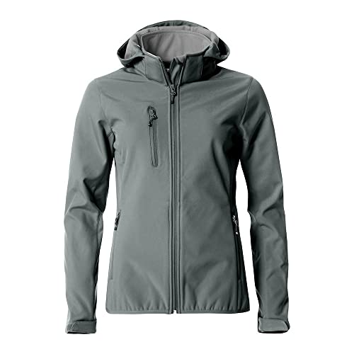 CLIQUE - Damen Basic Hoody Softshelljacke mit abnehmbarer Kapuze aus Polyester für Skifahren, Wandern, Reisen, Berg, Grau, XS von Clique