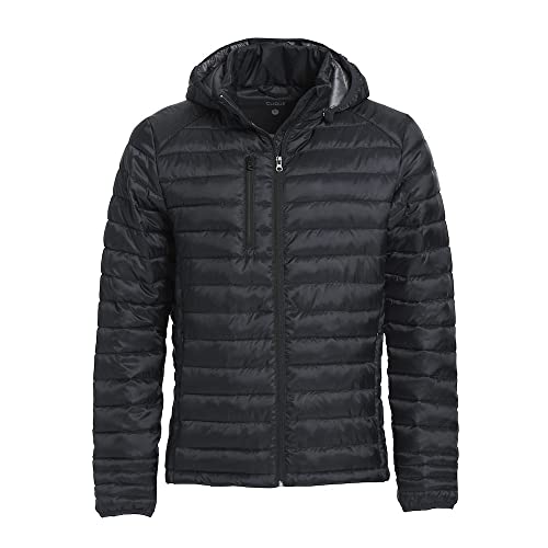 CLIQUE - Hudson Herren Daunenjacke aus Polyester, weich, ultraleicht, abnehmbare Kapuze, Herbst Winter, für Wandern, Reisen, Berg, Schwarz , XL von Clique