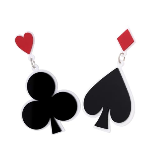 1 Paar Poker Ohrringe für Damen Asymmetrische Auffällige Spielkarten Design Leichte Ohrringe für Kostümierte Anlässe Langlebig Fade Resistent für Partys Freizeit von CLISPEED