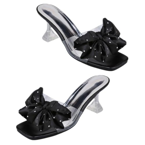 CLISPEED 1 Paar Damen Bow Slides Heels Halbschuhe mit Schleifen Design für Büro Einkaufen oder Besondere Anlässe Absatzhöhe Langlebige PU und Materialien Sommer Sandalen Schwarz CLISPEED 1 Paar Damen Bow Slides Heels Halbschuhe mit Schleifen Design für Büro Einkaufen oder Besondere Anlässe Absatzhöhe Langlebige PU und Materialien Sommer Sandalen Schwarz von CLISPEED