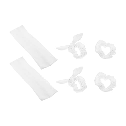 CLISPEED 1 Satz Haargummis Set mit Elastischen Haarbändern Weiß DIY Bunny Ears Haargummis für Mädchen für Make Up Sport Hochzeiten und Tägliche Anwendungen von CLISPEED