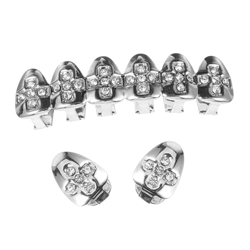 CLISPEED 1 Satz Hip Hop Zähne Grill Set mit Glitzersteinen Stylische Dekoration für Kostüme und Partys Unisex Zahn Grills für Halloween Konzerte und Feiern Robuste und Langlebige Ausführung von CLISPEED