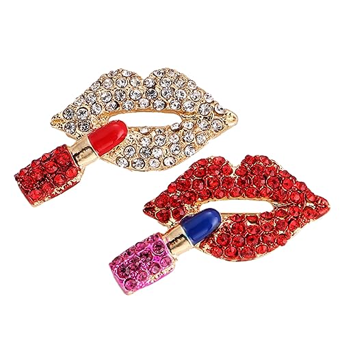 CLISPEED 1 Satz Lippenstift Brosche Für Damen Strass Anstecknadel Für Kleidung Hüte Und Schals Robuste Und Langlebige Brosche Mit Lippen Schmuck Für 2 Stück von CLISPEED