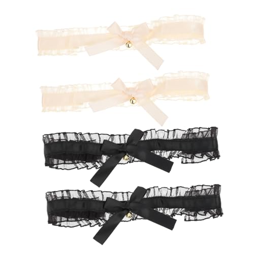 CLISPEED 4 Stück Spitzen Mit Schleife Vintage Choker Halskette Kleidung Zubehör Für Mädchen Beige Elegantes Schmuckset von CLISPEED