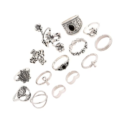 CLISPEED 1 Satz Vintage Bohemian Finger Ring Set Teiliges Retro Ring Set Legierung Silber für Stilvolle Ringe und Schmuckkollektionen CLISPEED 1 Satz Vintage Bohemian Finger Ring Set Teiliges Retro Ring Set Legierung Silber für Stilvolle Ringe und Schmuckkollektionen von CLISPEED