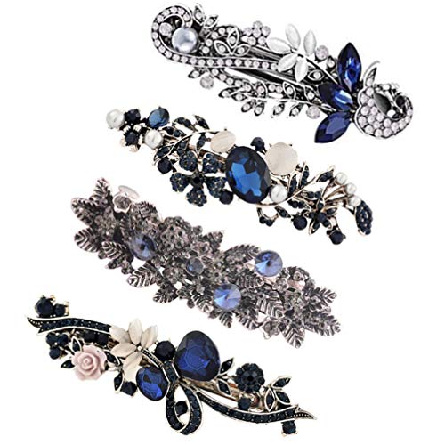 CLISPEED 1 Set mit 4 Vintage Retro Haarklammern mit Feder und Strassblumen, Legierungs-Haarclips, mehrfarbig, für Damen und Mädchen CLISPEED 1 Set mit 4 Vintage Retro Haarklammern mit Feder und Strassblumen, Legierungs-Haarclips, mehrfarbig, für Damen und Mädchen von CLISPEED