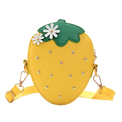 CLISPEED 1 Stück Erdbeer-kuriertasche Für Schulter Erdbeere Strohhalm Form Rosa Tasche Erdbeer-münztasche Geldbeutel Kreuzen Mädchen Tasche Kind Kleiner Leichensack Party Gelb Metall von CLISPEED