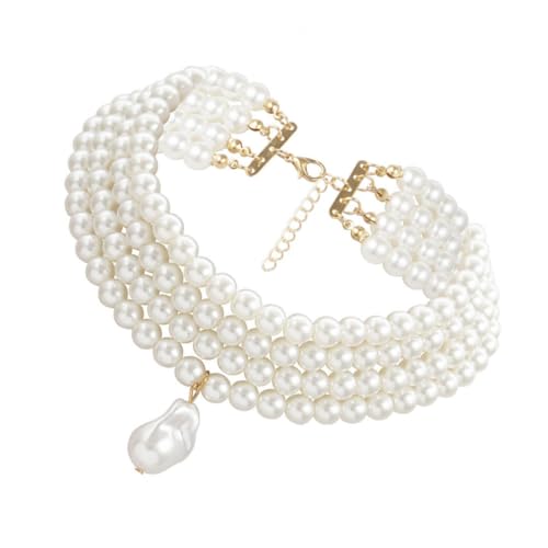 CLISPEED 1 Stück Geometrische Perlenkette für Damen Choker Halskette mit Imitationsperlen Vielseitiges Schmuckstück für Besondere Anlässe und Alltag von CLISPEED
