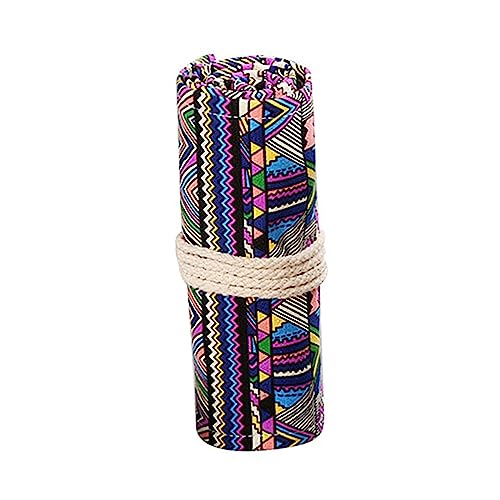 CLISPEED 1 Stück Handgefertigtes Ethno Canvas Stiftetui mit Großer Kapazität Roll Up Bleistift Halter und Stiftspeicher Organizer für Künstler und Zeichner von CLISPEED