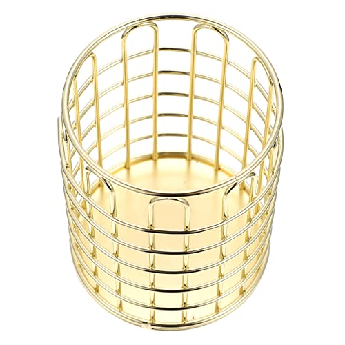 CLISPEED 1 Stück Kreative Kosmetik Pinsel Aufbewahrungsbox Goldene Eisenstruktur Organizer für Make Up Pinsel für Büro Zuhause und Schule Einfacher Zugriff Kosmetikartikel von CLISPEED