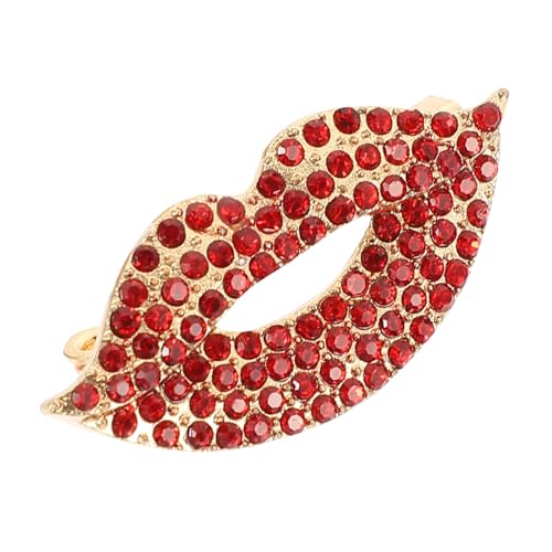 CLISPEED Lippenförmige Brosche mit Strasssteinen Stilvolle Anstecknadel für Kleidung Rote Strassbrosche Dekorative Brosche für Partys und Bühnenauftritte Accessoire für Damen von CLISPEED