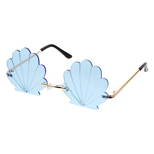 CLISPEED 1 Stück Sonnenbrille Getönt Muschel Partybrille Strand Schießen Gläser Form Erwachsene Trendy Hülse Brillen Junggesellin Rahmen Geburtstagsfeierbrille Maskenbrille Metall Blau von CLISPEED