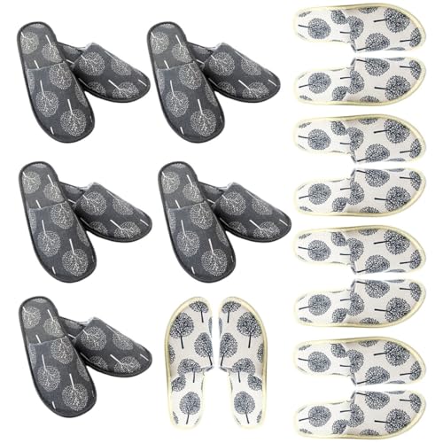 CLISPEED 10 Paare Einweg Hausschuhe Gäste Hausschuhe Rutschfest Atmungsaktiv mit Baum motiv Spa Slipper für Damen Herren Hotel Wellness Party von CLISPEED