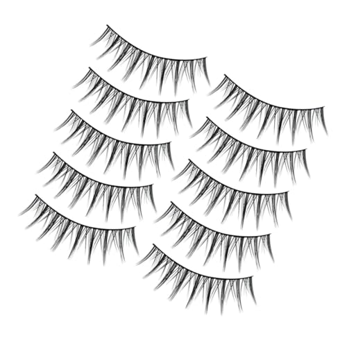CLISPEED 10 Paare Kurze Natürliche Falsche Wimpern mit Transparentem Band Wiederverwendbare Fake Eyelashes für Frauen und Mädchen Dichter Look Einfach Anzubringen für Alltag und Partys von CLISPEED