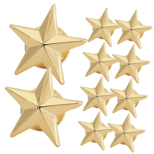 CLISPEED 10 Stück Goldfarbene Metall Stern Anstecknadeln Broschen für Kleidung Rucksack Hut Langlebige Glänzende Lapel Pins als Dekoratives Accessoire zum Memorial Day von CLISPEED