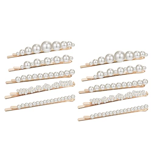 CLISPEED 10 Stück Haarspange Mit Perlen Perlen-haarnadeln Haarnadeln Für Party Haarschmuck Für Mädchen Stilvolle Haarnadeln Aus Kupfer Weiß Pro Paket von CLISPEED