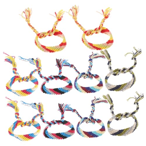 CLISPEED 10 Stück Teiliges Bunte Handgeknüpfte Freundschaftsarmbänder Ethno stil Armband Garn Verstellbar Modisches Handgelenkschmuck für Damen und Herren Alltag Party Zufällige Farbe von CLISPEED
