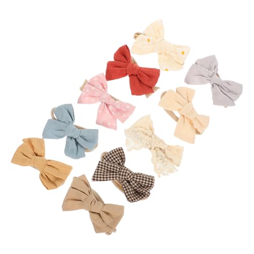 CLISPEED 10 Stück Teiliges Haarband aus Reiner Baumwolle mit Gepunktetem Schleifen Design Elastisches Stirnband für Neugeborene Mädchen Weiches Bequemes Haarschmuck Zubehör von CLISPEED