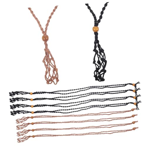 CLISPEED 10 Stück Teiliges Handgefertigte Verstellbare Netz kettenanhänger aus Natürlichem Steinhalter mit Holzperlen Eleganter Schmuck für Damen für Kreative DIY projekte und Besondere von CLISPEED