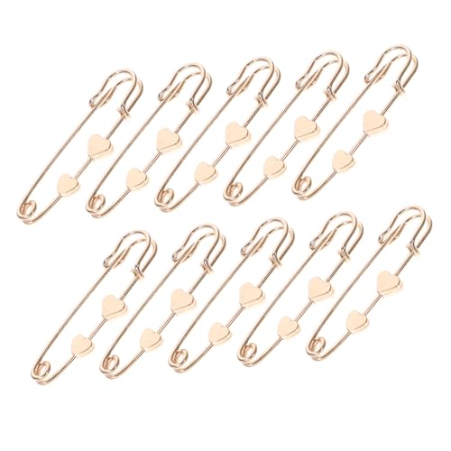 CLISPEED 10 Stück Teiliges Herz Broschen für Damen Goldfarbene Metall Anstecknadeln Verstellbare Pullover Clips zum Fixieren von Kleidung für Kleider Strickjacken Schals und Hüte Langlebig von CLISPEED