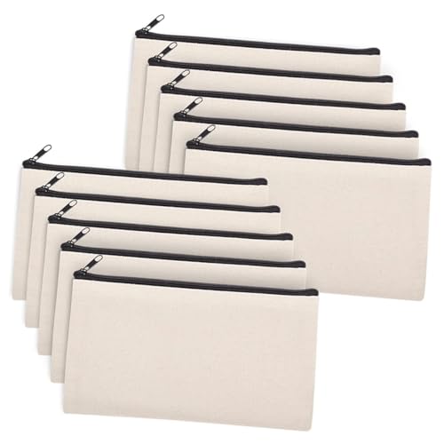 CLISPEED 10 Stück Teiliges Leinwand Kosmetiktaschen mit Reißverschluss Sublimationsfähige Blanko Make Up Taschen DIY Kulturbeutel für Reisen und Aufbewahrung Waschbare Organizer Taschen von CLISPEED