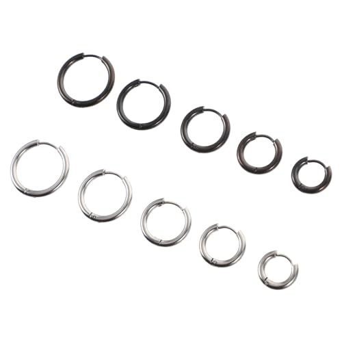 CLISPEED 10 Stück Teiliges Modische Titanstahl Creolen Ohrringe in Verschiedenen und Farben Leichte Langlebige Metallringe für Damen und Teenager Vielseitig Kombinierbar für Hochzeit Party von CLISPEED