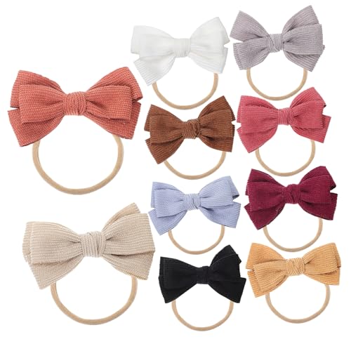 CLISPEED 10 Stück Teiliges Nylon schleifen Weiche Kopfschmuck accessoires für Neugeborene Mädchen Elastisch Bequem und Modisch in Farben von CLISPEED