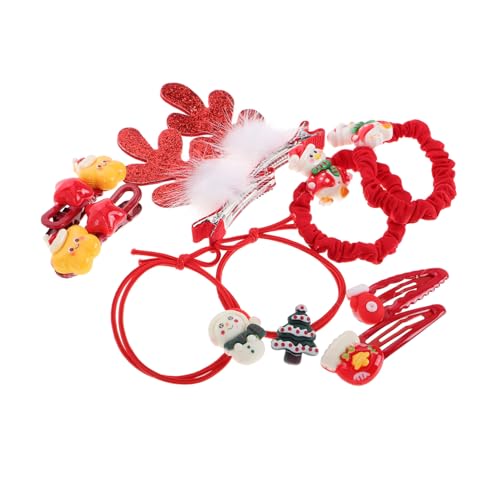 CLISPEED 10 Stück Teiliges Set Weihnachts Haaraccessoires mit Rentiergeweih Haarreif und Haargummis für Mädchen und Festliche Haarschmuck für Feiertage und Partys von CLISPEED