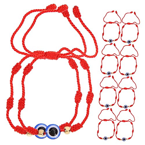 CLISPEED 10 Stück Teiliges Verstellbares Armband mit Blauem Schutzauge Handgefertigte Rote Schnurarmbänder für Damen und Herren Leichtes Modisches Schmuckstück Schutz und Alltagstragen von CLISPEED