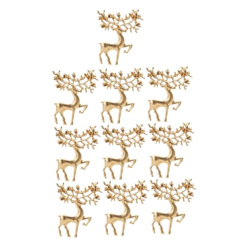 CLISPEED 10 Stück Teiliges Vintage Elch Broschen Modische Mattgoldene Anstecknadeln für Kleidung Schals und Hüte Weihnachtsdeko Einfach zu Tragen für Festtagsaccessoires von CLISPEED