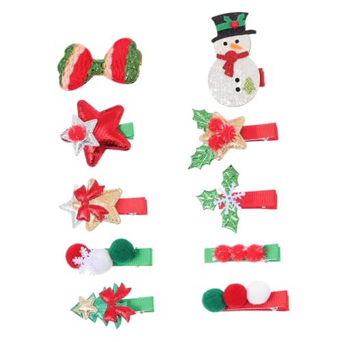 CLISPEED 10 Stück Teiliges Weihnachts Haarschmuck Haarspangen mit Niedlichen Schleifen Cartoon Haarclips für Mädchen Festliche Xmas Haarschmuck Accessoires Langlebig und Attraktiv von CLISPEED