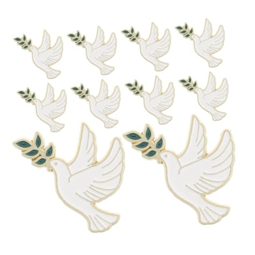 CLISPEED 10 Stück Tierbrosche Friedensdove Anstecknadel mit Olivenzweig aus Metall Vielseitige Modebrosche für Damen Schmucknadel für Kleidung Schals Rucksäcke und Festliche Anlässe von CLISPEED