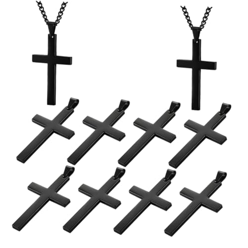 CLISPEED 10stücke Schwarze Kreuzkette Mit Kreuzanhänger Für Damen Herren Und Teenager Langer Kette Moderner Und Eleganter Schmuck Für Lässige Und Formelle Outfits von CLISPEED