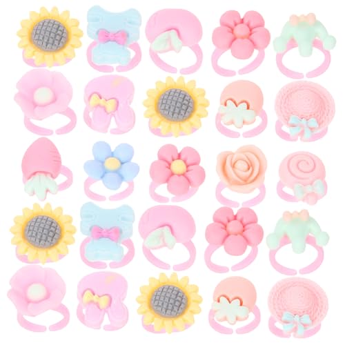 CLISPEED 100 Stück Teiliges Kinderringe aus Resin und Kunststoff Verstellbare Bunte Blumenringe für Mädchen Spielschmuck für Geburtstag Party Bühne Verkleidung und Alltag Freundschaftliche von CLISPEED